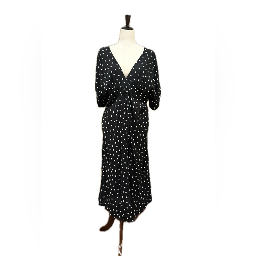ASOS large black and white polka dot midi dress